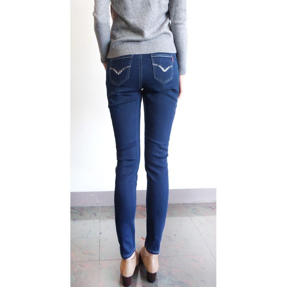 M~3L中腰 顯瘦V弧鑽美臀素面 丹寧 牛仔褲#.N7.958-細節圖5