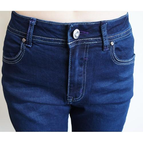 M~3L中腰 顯瘦V弧鑽美臀素面 丹寧 牛仔褲#.N7.958-細節圖7