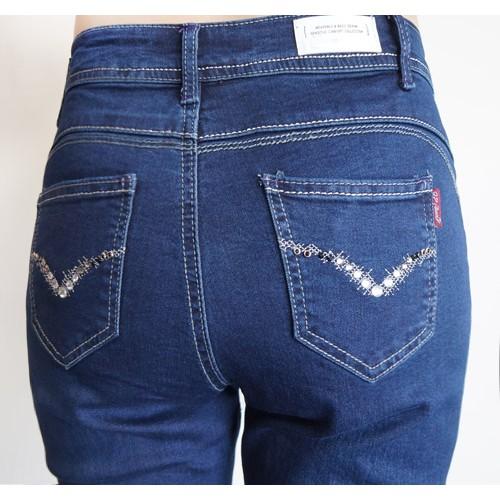 M~3L中腰 顯瘦V弧鑽美臀素面 丹寧 牛仔褲#.N7.958-細節圖8