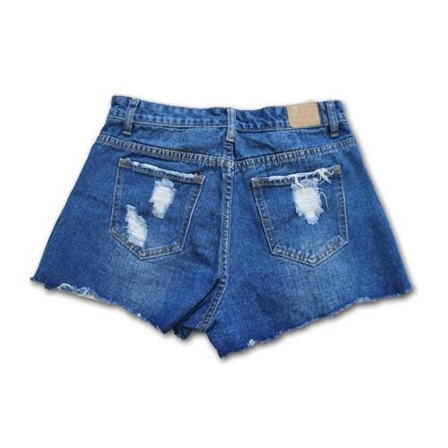 S~XL排釦高腰刷破A字牛仔短褲 女裝#.Z3.619-細節圖8