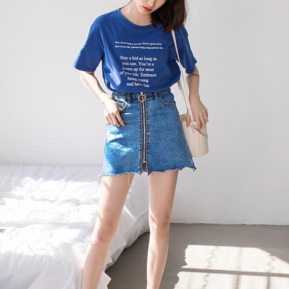 S~XL造型拉鍊金屬環A字裙 顯瘦牛仔褲裙女裝#.Z9.676-細節圖3