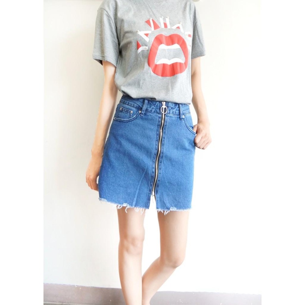 S~XL造型拉鍊金屬環A字裙 顯瘦牛仔褲裙女裝#.Z9.676-細節圖5