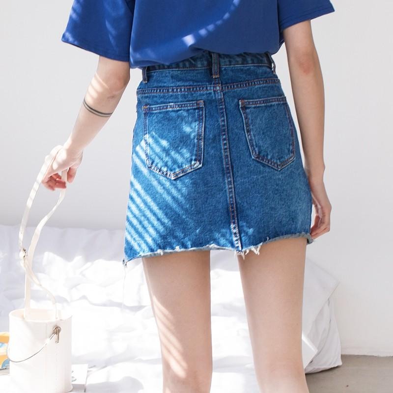 S~XL造型拉鍊金屬環A字裙 顯瘦牛仔褲裙女裝#.Z9.676-細節圖7