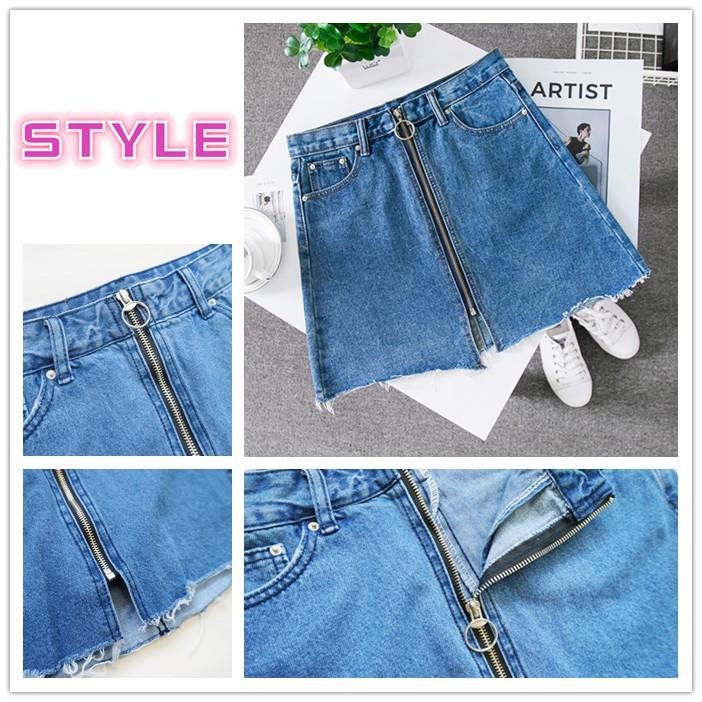 S~XL造型拉鍊金屬環A字裙 顯瘦牛仔褲裙女裝#.Z9.676-細節圖9