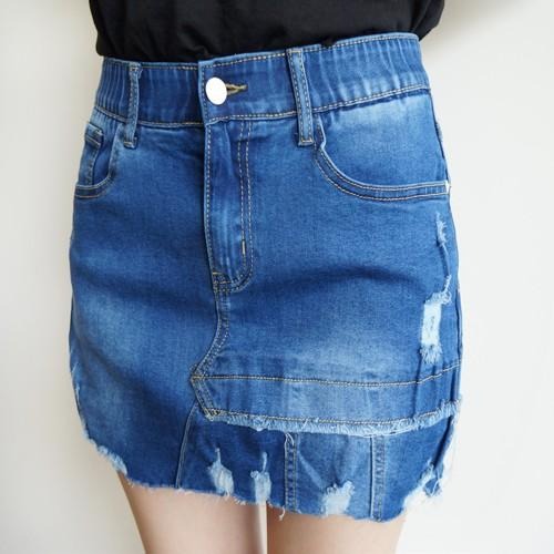 S~L不規則剪裁 歐美風個性時尚牛仔褲裙女裝#.Z6.553-細節圖6