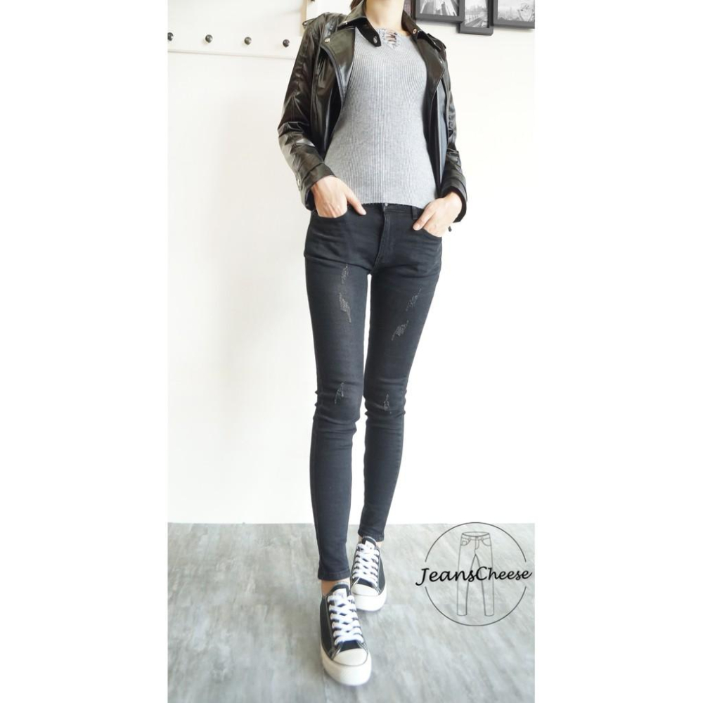 高彈顯瘦.磨毛褲 黑灰丹寧牛仔褲.保暖.刷毛 細腿翹臀褲 #.Z3.010-細節圖2