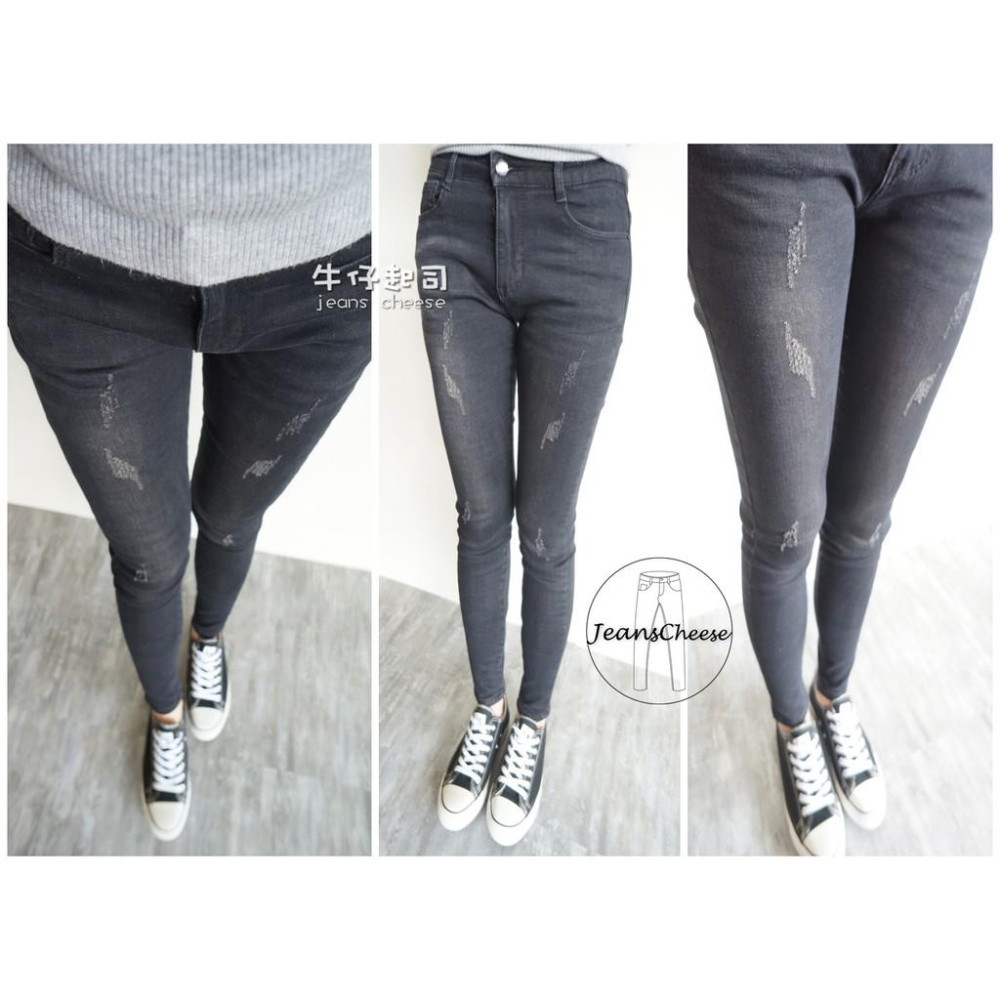 高彈顯瘦.磨毛褲 黑灰丹寧牛仔褲.保暖.刷毛 細腿翹臀褲 #.Z3.010-細節圖3