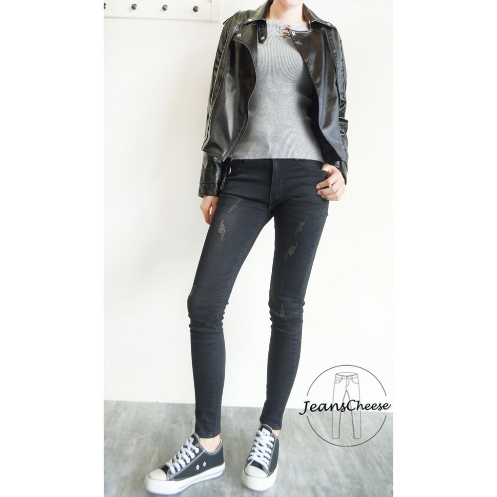 高彈顯瘦.磨毛褲 黑灰丹寧牛仔褲.保暖.刷毛 細腿翹臀褲 #.Z3.010-細節圖6