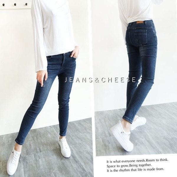 S~2L歐美風.顯瘦修身彈力石磨感.復古低調深藍水洗丹寧九分.女 牛仔褲.牛仔長褲. 長褲.九分褲.褲子W4.7743-細節圖6