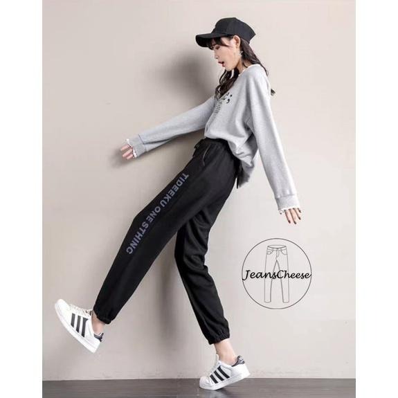 韓系.漸層變色英字.高腰顯瘦.鬆緊帶抽繩.休閒褲.縮口褲.束口褲.休閒長褲運動褲女生長褲工裝褲工作褲#.W9.8099-細節圖4