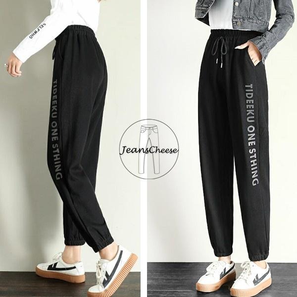 韓系.漸層變色英字.高腰顯瘦.鬆緊帶抽繩.休閒褲.縮口褲.束口褲.休閒長褲運動褲女生長褲工裝褲工作褲#.W9.8099-細節圖8