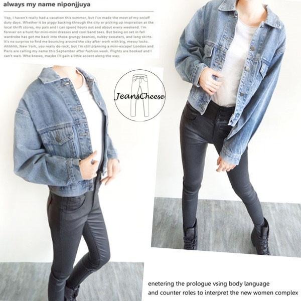 歐美風 復古風 挺版水洗丹寧 寬鬆 寬袖 牛仔外套 造型口袋 修飾縮擺側釦設計 夾克 外套 女 休閒外套 W9.0099-細節圖4