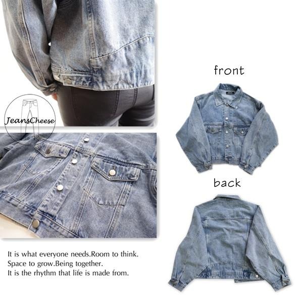 歐美風 復古風 挺版水洗丹寧 寬鬆 寬袖 牛仔外套 造型口袋 修飾縮擺側釦設計 夾克 外套 女 休閒外套 W9.0099-細節圖8