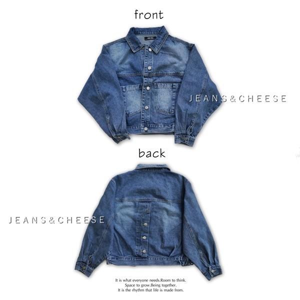 歐美風✨前後排釦.落肩.蝙蝠袖.前後排釦.牛仔外套.顯瘦刷白.寬鬆.短版外套.泡泡袖.寬袖上衣.夾克#.T9.0098-細節圖8