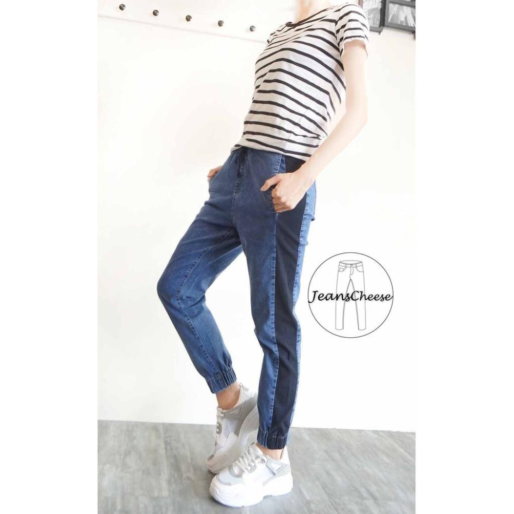 日系 顯瘦 休閒 超彈力 鬆緊帶 綁繩 束口褲 縮口褲  休閒長褲 牛仔長褲 寬鬆 長褲女 #.T3.8938-細節圖4