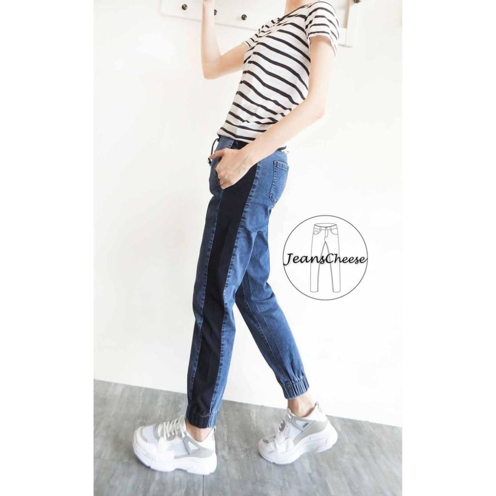 日系 顯瘦 休閒 超彈力 鬆緊帶 綁繩 束口褲 縮口褲  休閒長褲 牛仔長褲 寬鬆 長褲女 #.T3.8938-細節圖5