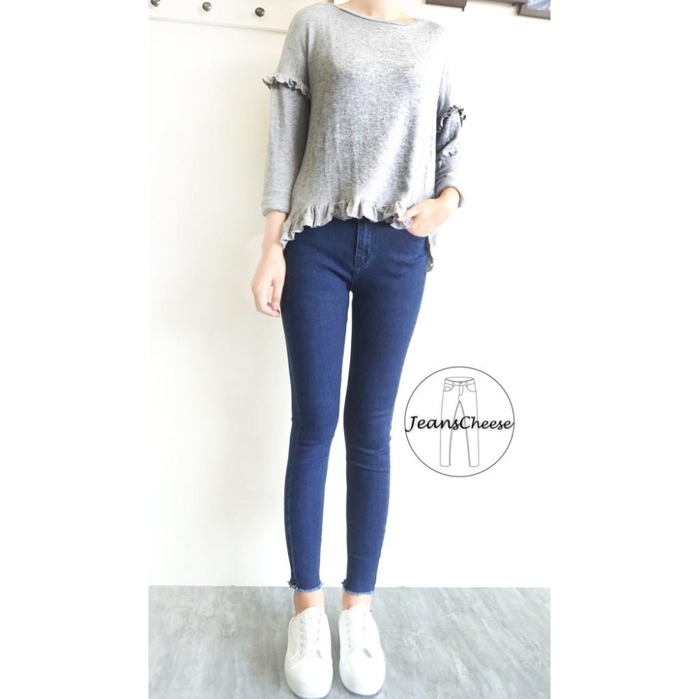 顯瘦 簡約 素面牛仔長褲 褲管小抓鬚 瘦腿必備 窄管褲 丹寧牛仔 #O3.9234-細節圖6