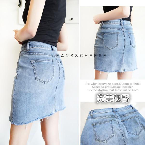 完美包臀💖顯瘦 個性磨破 牛仔裙 a字裙 牛仔褲裙 牛仔 短裙 半身裙  不規則 迷你裙 窄裙#.T7.3572-細節圖5