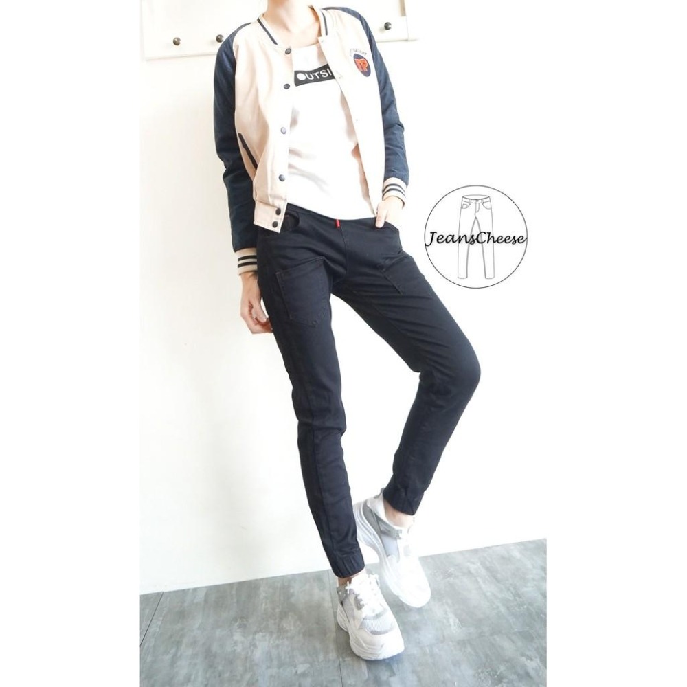 熱銷款🎉M~2L顯瘦 簡約挺版 直腿 素黑 縮口褲 束口褲 多口袋 鬆緊帶 長褲 休閒長褲 休閒褲 #.T5.7155-細節圖4