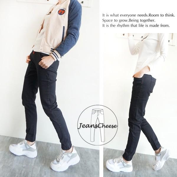 熱銷款🎉M~2L顯瘦 簡約挺版 直腿 素黑 縮口褲 束口褲 多口袋 鬆緊帶 長褲 休閒長褲 休閒褲 #.T5.7155-細節圖6