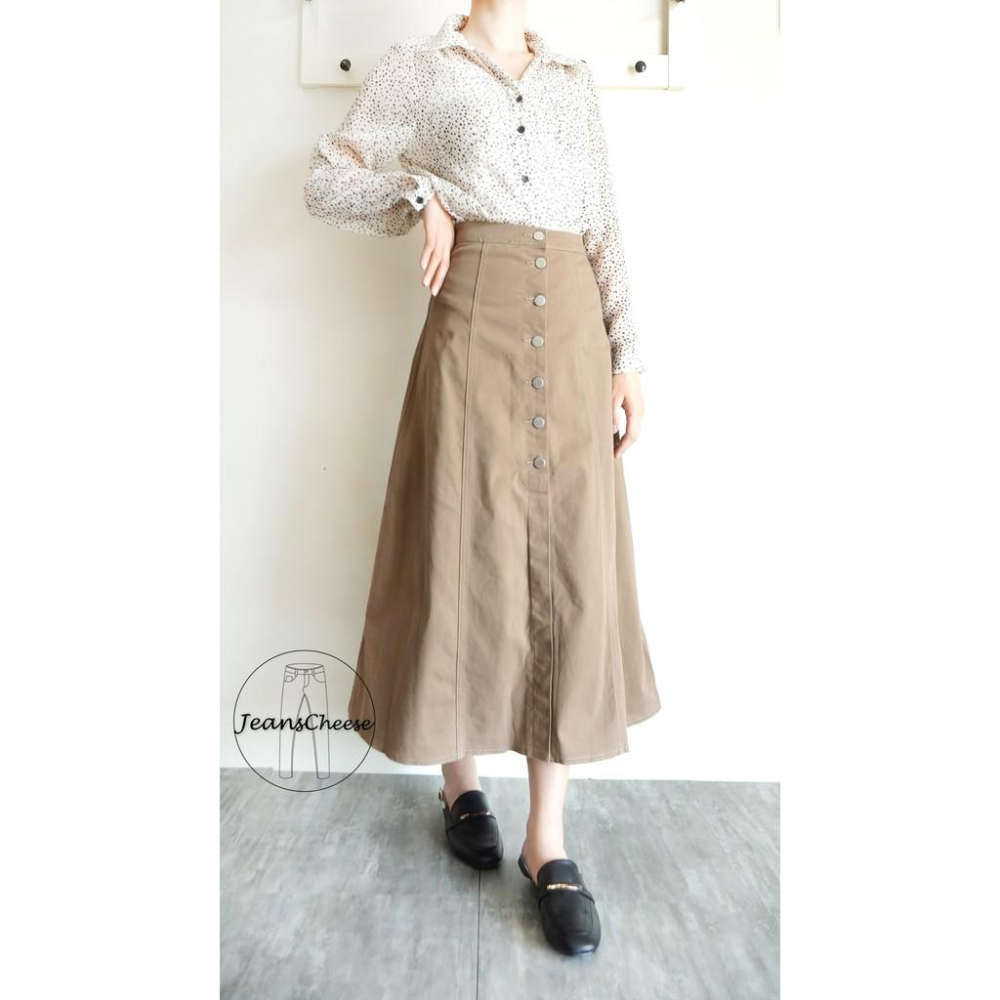 日系簡約✨氣質百搭✨包色款顯瘦A字長裙 A字裙 立體剪裁 大裙襬 圓裙 傘裙#.O5.5358-細節圖4