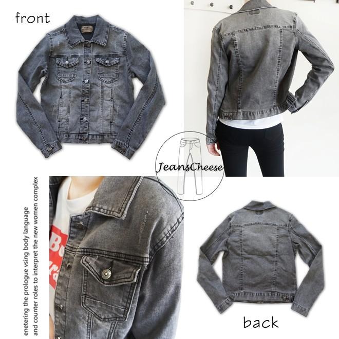 歐美風個性時尚黑灰刷色牛仔外套 刷白細刷破 顯瘦彈性 韓妞必備 百搭 男友風#.O9.1698-細節圖8