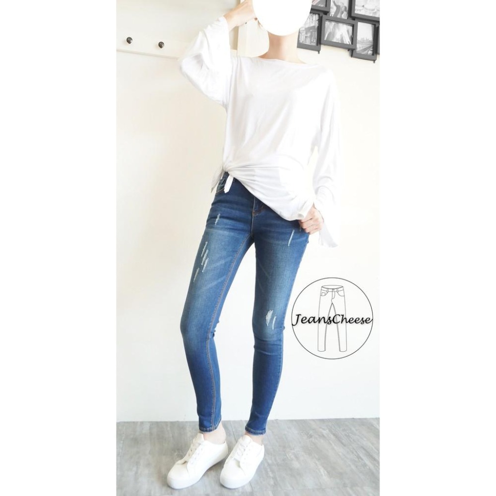 小編激推款🎉🎉簡約 歐美風超激瘦蜜桃臀 顯瘦 牛仔褲 復古刷色 牛仔長褲 小腳褲 窄管褲 #.O5.9257-細節圖2