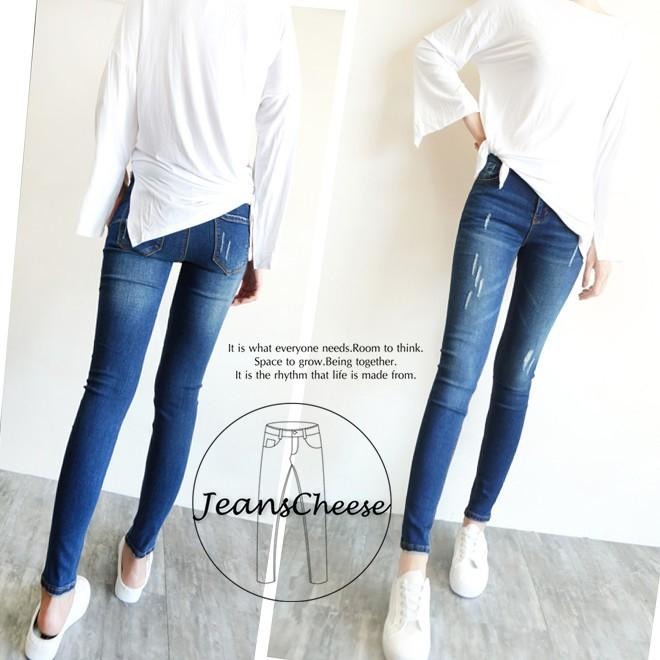 小編激推款🎉🎉簡約 歐美風超激瘦蜜桃臀 顯瘦 牛仔褲 復古刷色 牛仔長褲 小腳褲 窄管褲 #.O5.9257-細節圖3