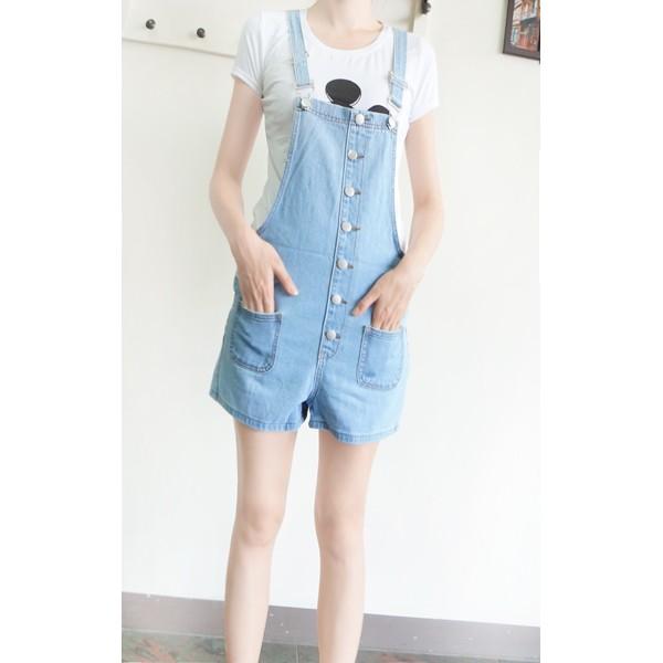 S~L夏日甜心必備排釦連身顯瘦超可愛吊帶連身褲.吊帶褲.吊帶短褲.前雙口袋設計NO.879-126-細節圖2