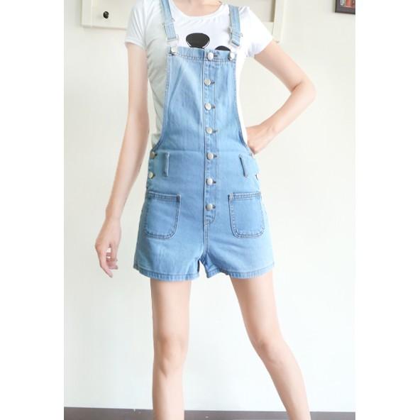 S~L夏日甜心必備排釦連身顯瘦超可愛吊帶連身褲.吊帶褲.吊帶短褲.前雙口袋設計NO.879-126-細節圖3