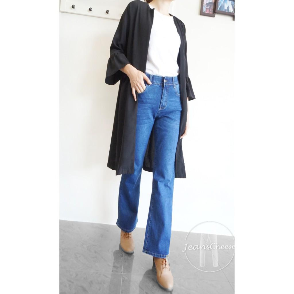 高腰內襯鬆緊帶收腹喇叭褲 收腹褲 牛仔喇叭褲 喇叭牛仔褲 大喇叭褲 韓妞 長褲 褲子 牛仔長褲.Z6.597-細節圖3