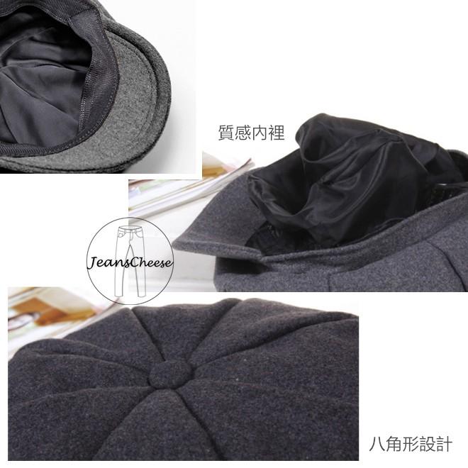 兩色/毛呢/貝雷帽/畫家帽/報童帽/八角帽/保暖時尚/英倫風/鴨舌帽 後彈性鬆緊設計#.1130-細節圖9