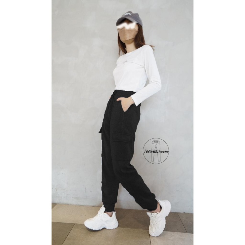 高腰抽繩加厚工作束口刷毛褲.工作褲.束口褲.運動褲加絨休閒褲.保暖褲.工裝褲.縮口褲.哈倫褲.刷毛棉褲. 冬天 休閒長褲-細節圖4