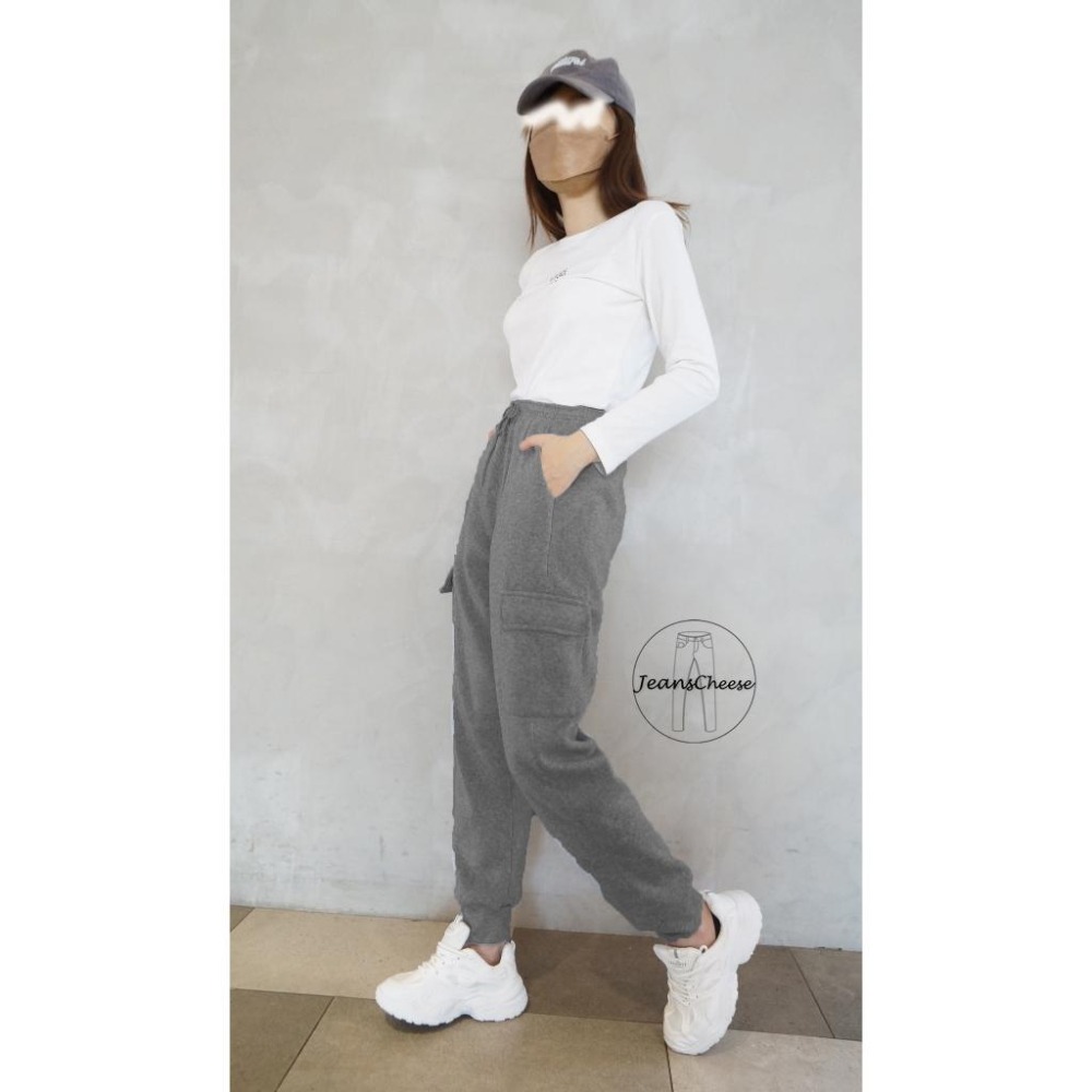 高腰抽繩加厚工作束口刷毛褲.工作褲.束口褲.運動褲加絨休閒褲.保暖褲.工裝褲.縮口褲.哈倫褲.刷毛棉褲. 冬天 休閒長褲-細節圖5