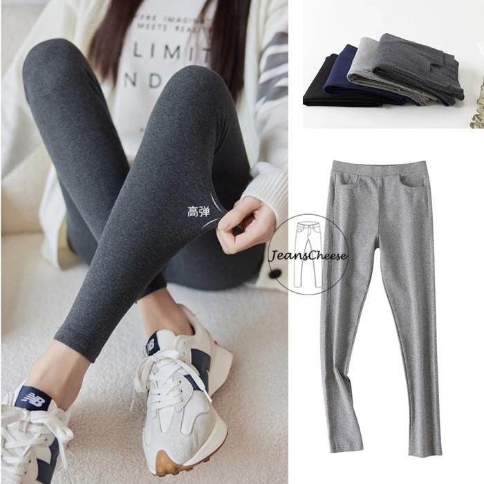秋冬韓系保暖磨毛 超彈力收腹口袋內搭褲 高腰 棉褲 打底褲 收腹褲 休閒褲 保暖褲 長褲女 緊身褲 運動褲  韓國 穿搭-細節圖4