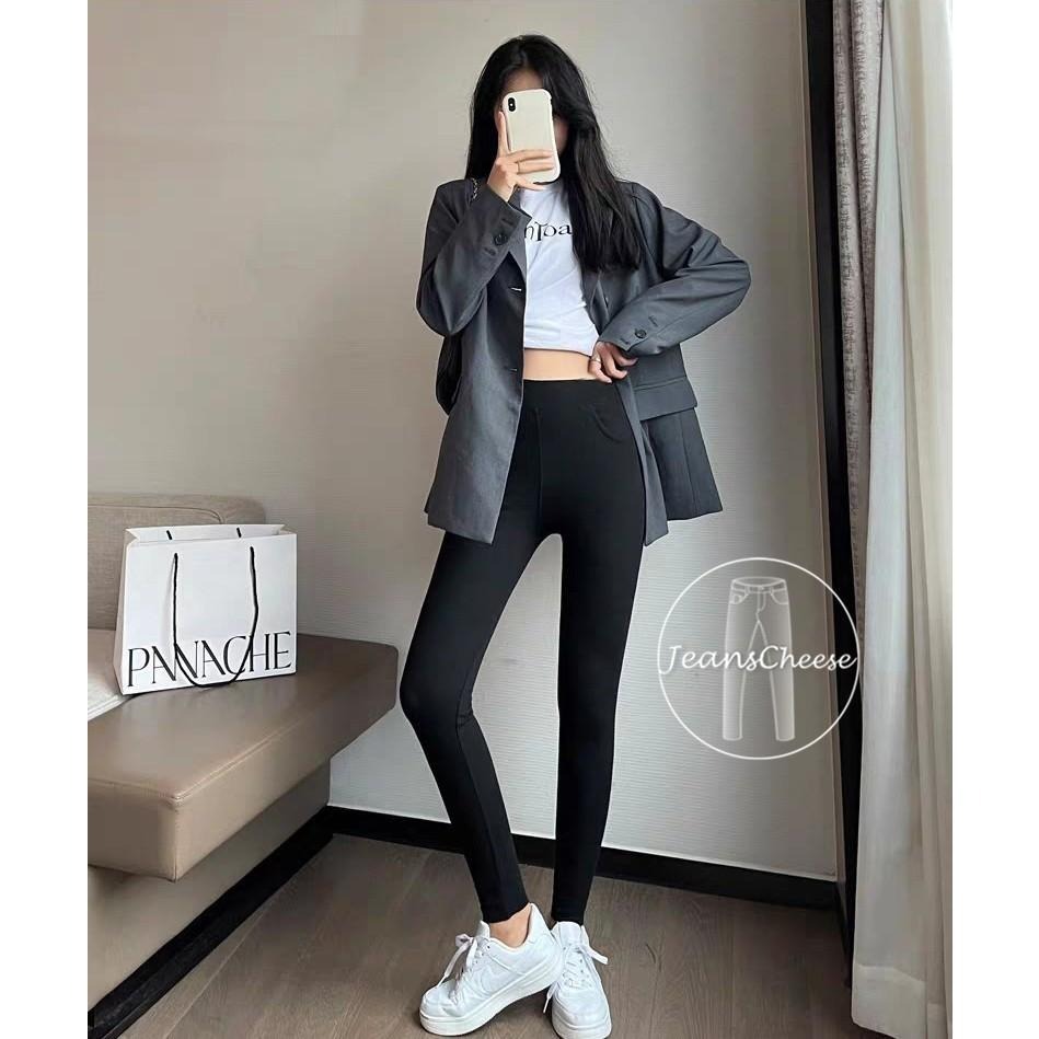 秋冬韓系保暖磨毛 超彈力收腹口袋內搭褲 高腰 棉褲 打底褲 收腹褲 休閒褲 保暖褲 長褲女 緊身褲 運動褲  韓國 穿搭-細節圖6