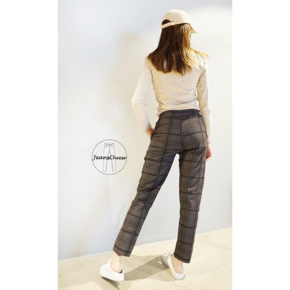 日系🇯🇵鬆緊綁帶.高腰顯瘦.抗皺升級款.格子褲.老爺褲.哈倫褲.休閒褲.格紋褲.休閒長褲.修飾.長褲.顯瘦褲子.格子褲女-細節圖7