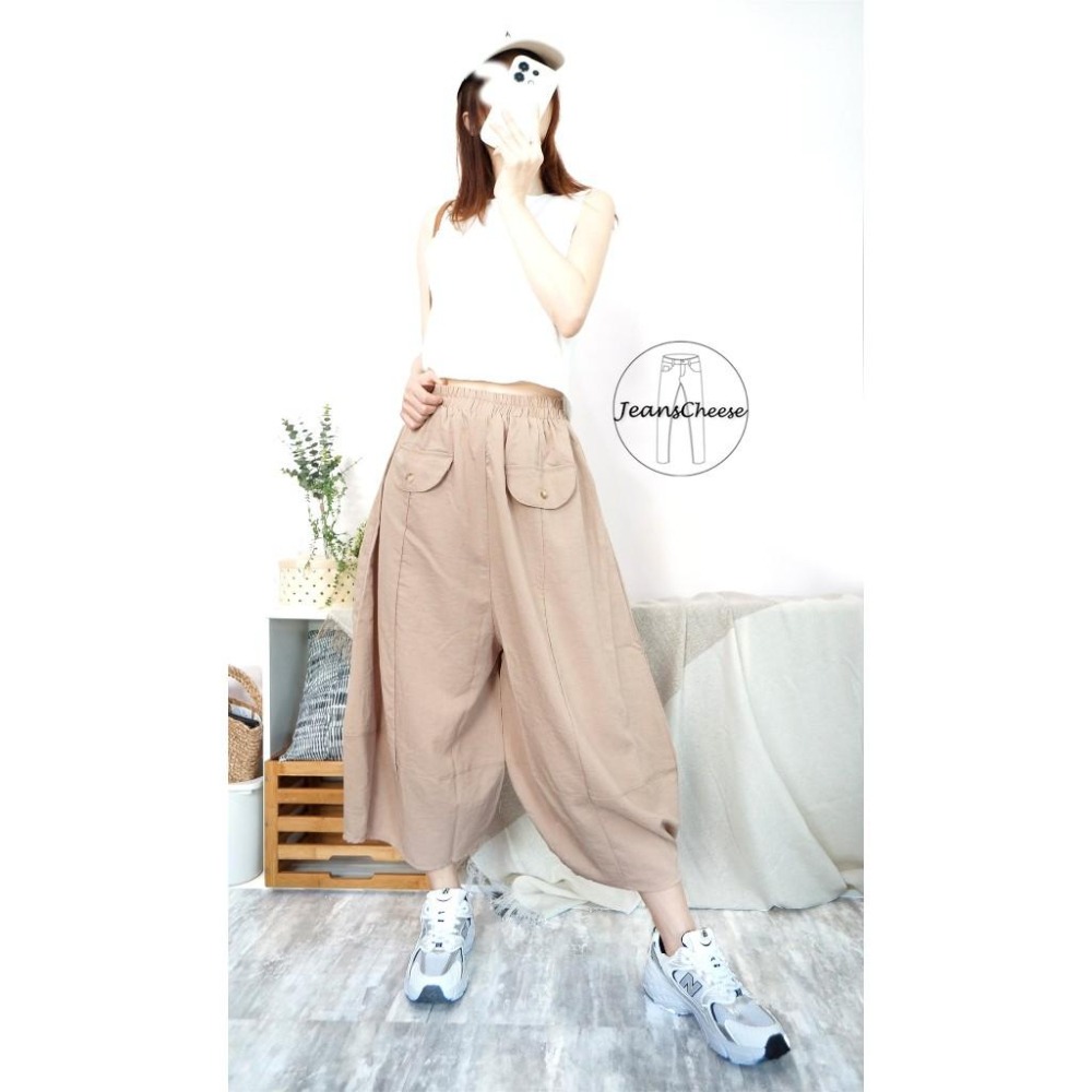 兩面穿搭超薄款 天絲棉 涼感闊腿褲寬褲 奶奶褲 哈倫褲 飛鼠褲 褲裙 功夫褲 休閒褲 大尺碼褲子.E8.0388-細節圖5