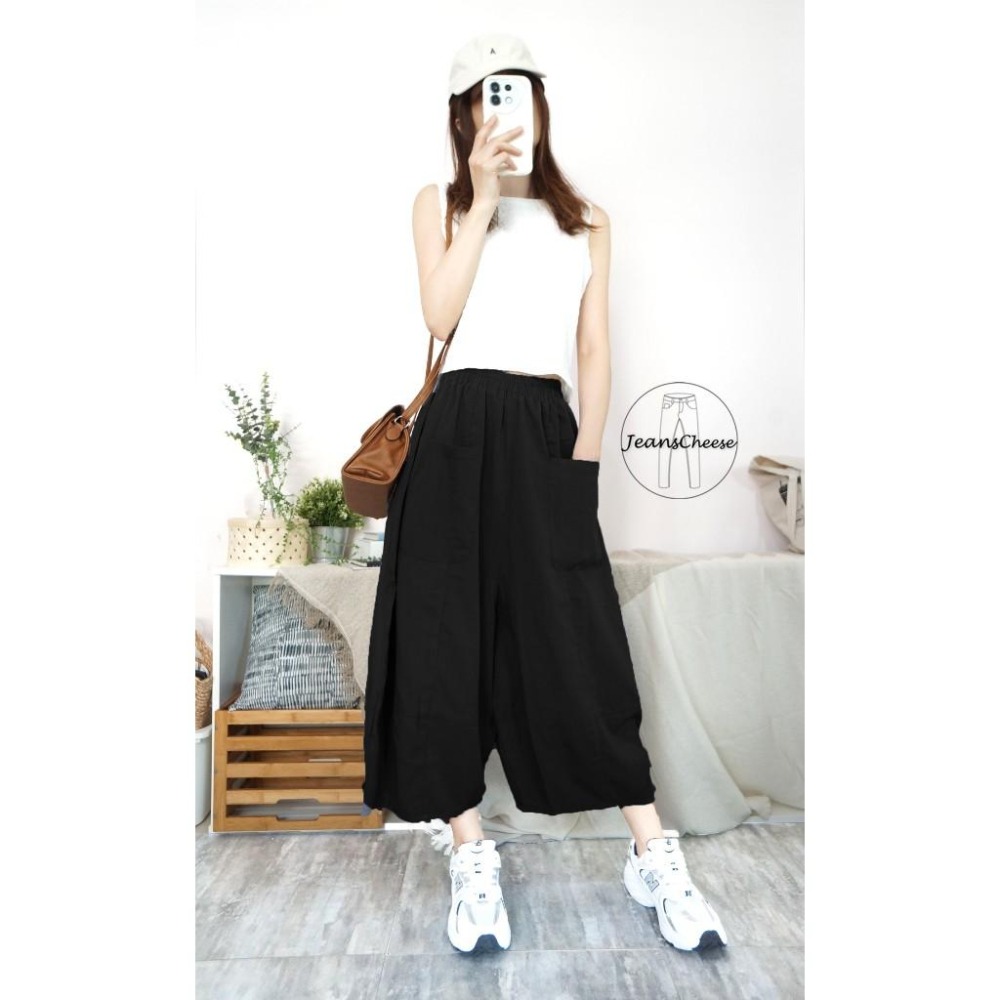 兩面穿搭超薄款 天絲棉 涼感闊腿褲寬褲 奶奶褲 哈倫褲 飛鼠褲 褲裙 功夫褲 休閒褲 大尺碼褲子.E8.0388-細節圖7