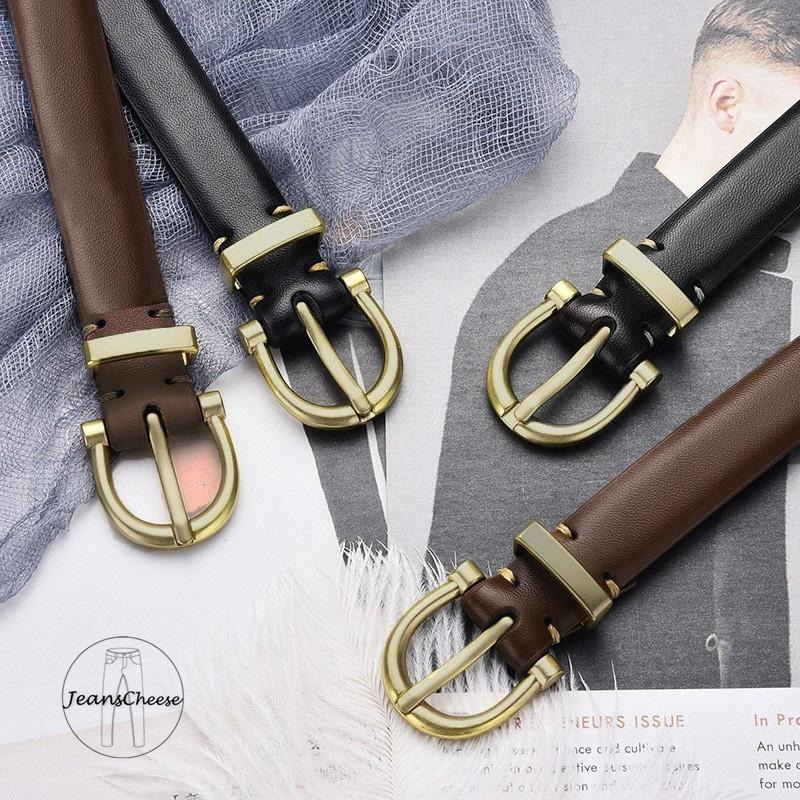 韓系氣質款 復古馬蹄扣皮帶 皮帶 真皮皮帶 皮帶女生 女生皮帶 腰帶 牛皮皮帶 細皮帶 細腰帶-細節圖5