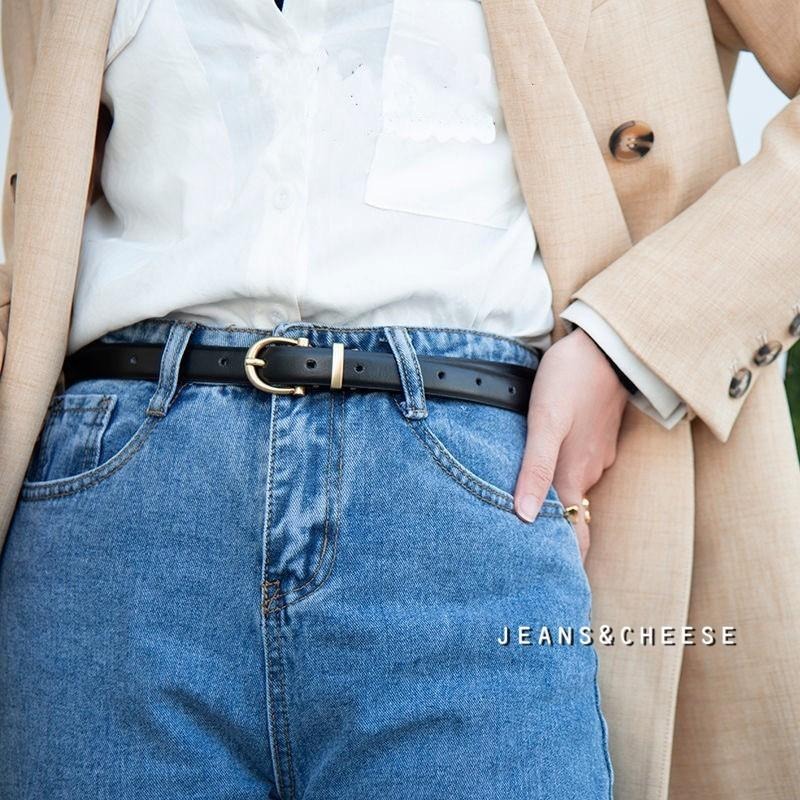 韓系氣質款 復古馬蹄扣皮帶 皮帶 真皮皮帶 皮帶女生 女生皮帶 腰帶 牛皮皮帶 細皮帶 細腰帶-細節圖8