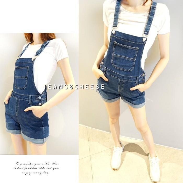 肩帶可調休閒甜心超彈百搭吊帶短褲.側排釦吊帶褲.反摺短褲.連身褲.連身短褲.背帶短褲.牛仔短褲.休閒短褲V9.4391-細節圖4