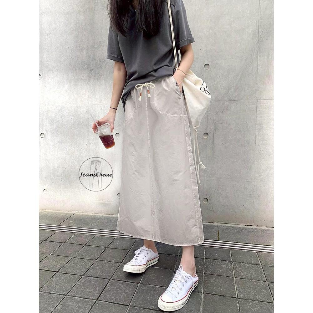 a la風必包色🇯🇵 挺版棉麻A字長裙 後開衩 A字裙 開衩裙 高腰裙 過膝裙 長裙 裙子 工裝裙 .E38.1081-細節圖4