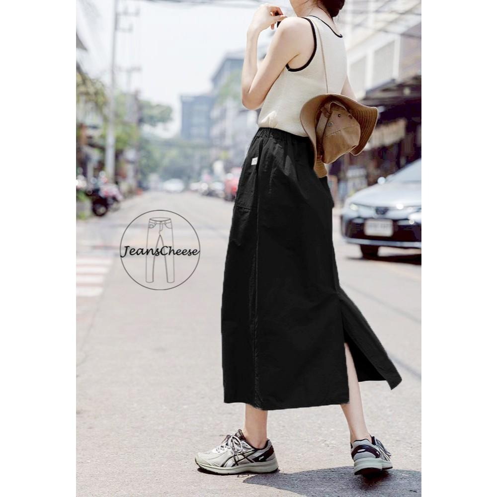 a la風必包色🇯🇵 挺版棉麻A字長裙 後開衩 A字裙 開衩裙 高腰裙 過膝裙 長裙 裙子 工裝裙 .E38.1081-細節圖6