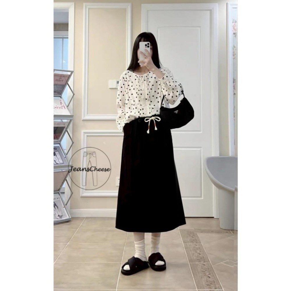 a la風必包色🇯🇵 挺版棉麻A字長裙 後開衩 A字裙 開衩裙 高腰裙 過膝裙 長裙 裙子 工裝裙 .E38.1081-細節圖7