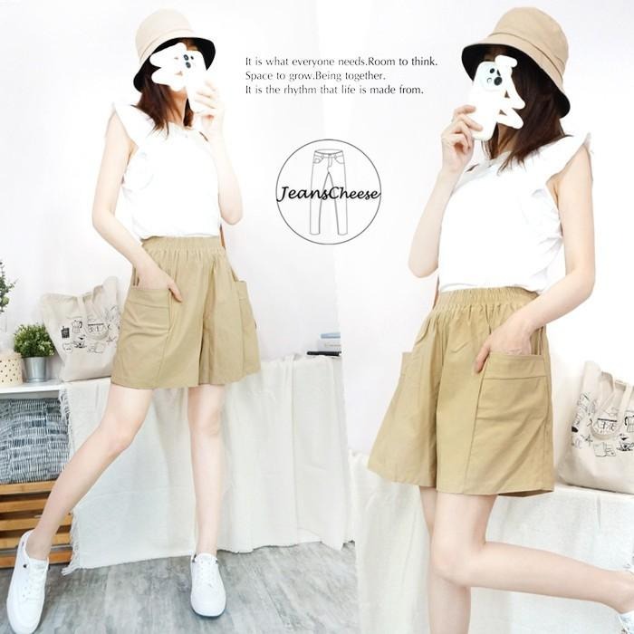 夏天日系穿搭包色款 寬鬆顯瘦A字短褲 休閒短褲 挺版彈力大口袋 高腰短褲 褲裙 闊腿褲 鬆緊短褲 短褲 休閒褲 家居褲-細節圖3