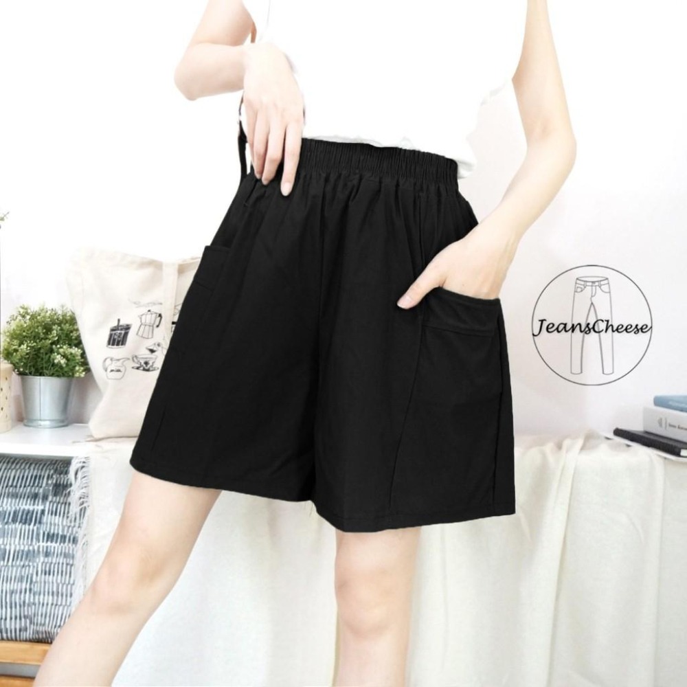 夏天日系穿搭包色款 寬鬆顯瘦A字短褲 休閒短褲 挺版彈力大口袋 高腰短褲 褲裙 闊腿褲 鬆緊短褲 短褲 休閒褲 家居褲-細節圖8