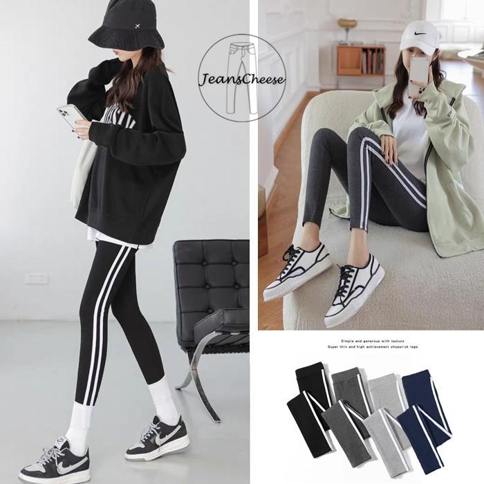 高腰超彈力內搭褲 微磨毛 保暖褲 兩線內搭褲 顯瘦 兩槓內搭褲.棉褲.休閒褲.運動褲.打底褲 休閒長褲 長褲女-細節圖2