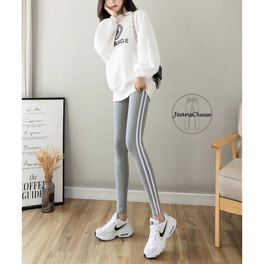 高腰超彈力內搭褲 微磨毛 保暖褲 兩線內搭褲 顯瘦 兩槓內搭褲.棉褲.休閒褲.運動褲.打底褲 休閒長褲 長褲女-細節圖3