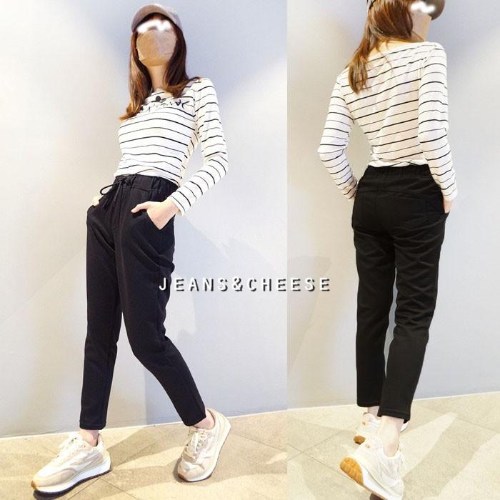 冬天保暖修飾垮寬中厚棉質保暖棉褲哈倫褲.老爺褲.工作褲.保暖褲.男友褲.剪刀褲.黑褲.黑色長褲.休閒長褲.S63.702-細節圖3